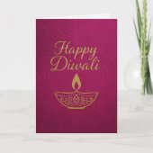 Carte Elégant Diya Gold Happy Diwali Salutation (Devant)