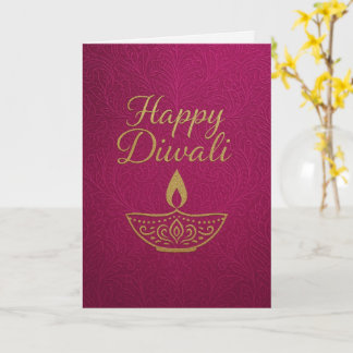Carte Elégant Diya Gold Happy Diwali Salutation