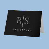 Carte Élégant do-it-yourself gris monogramme et nom blan