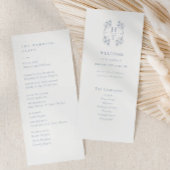 Carte Elégant Dusty bleu Monogram Crest Wedding Programm