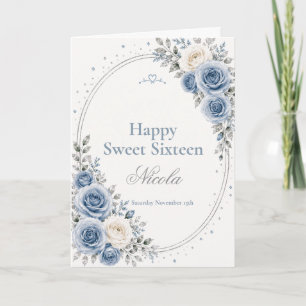 Carte Élégant Dusty Blue Sweet 16