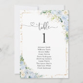 Carte Elegant Dusty Blue Table Number Seating Chart (Devant)