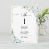 Carte Elegant Dusty Blue Table Number Seating Chart (Debout devant)