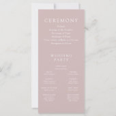 Carte Élégant Dusty Pink Modern Mariage Ceremony Program (Dos)