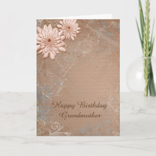 Carte Elegant Ecru Tan Floral Grand-mère Anniversaire