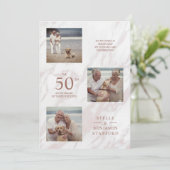 Carte Élégant effet de marbre rose Trois photos Collage (Debout devant)