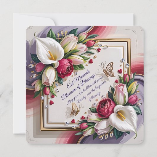 Carte Elegant Eid Al Adha Greeting Card with White Calla (Dos)