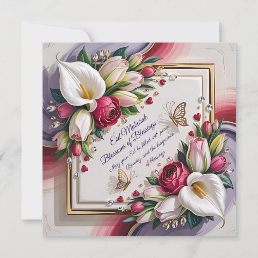 Carte Elegant Eid Al Adha Greeting Card with White Calla (Dos)