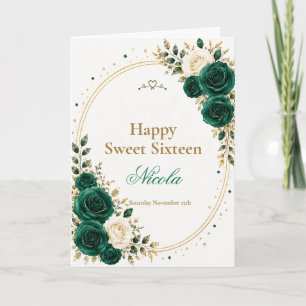 Carte Élégant Émeraude Sweet 16