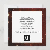 Carte Elégant Entreprise Joyeux Vacances Or Ornament Rou (Dos)