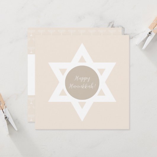 Carte Elégant et heureux voeux Hanoukka (Devant/Arrière en situation)