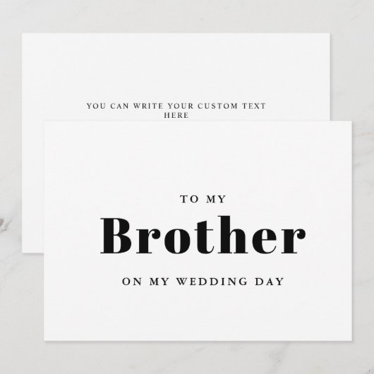 Carte Élégant et tendance Pour mon frère le jour de mon  (Devant / Derrière)