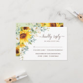 Carte Elégant été tournesols verdure Mariage RSVP (Devant/Arrière en situation)