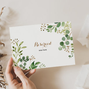 Carte Élégant Eucalyptus Feuille de verdure Réservé Sign