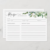 Carte Elégant Eucalyptus Green Fête des mariées Recette (Devant / Derrière)