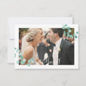 Carte Elégant Eucalyptus Green Peach Floral Juste Marié (Devant)