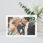 Carte Elégant Eucalyptus Green Peach Floral Juste Marié (Debout devant)