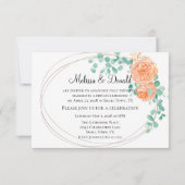 Carte Elégant Eucalyptus Green Peach Floral Juste Marié (Dos)