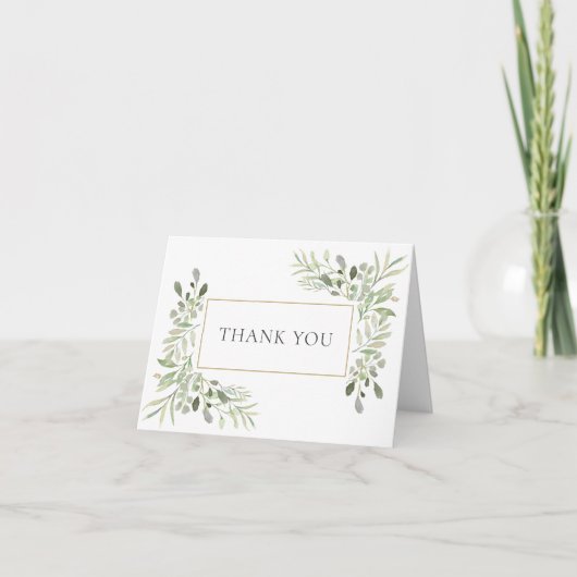 Carte Elégant Eucalyptus Merci Mariage (Devant)