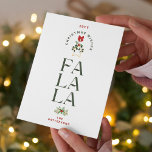 Carte Elégant Fa La La Christmas Photo Personnalisée<br><div class="desc">Elégant Fa La La Christmas Photo Personnalisée Nom de famille Modern Christmas Cards présente le texte "Christmas Wives Fa La" dans élégante typographie de script moderne. Ajoutez votre photo préférée au verso. Parfait pour Noël à envoyer à des amis et à la famille. CONSEIL PHOTO : centrez vos photos avant...</div>
