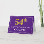Carte Elégant Faux Gold Look 54e anniversaire, nom; viol (Devant)