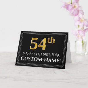 Carte Elégant Faux Gold Look "54ème" Anniversaire + Nom