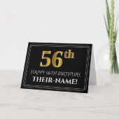 Carte Elégant Faux Gold Look "56e" Anniversaire + Nom (Devant)