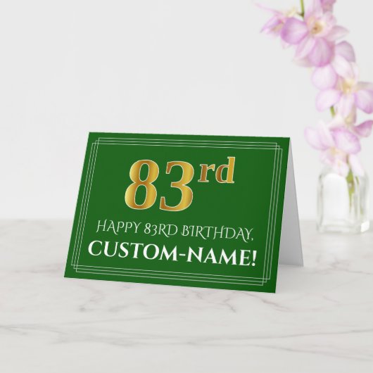 Carte Elégant Faux Gold Look 83ème anniversaire, nom (ve (Orchidée)