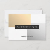 Carte Elégant Faux Gold Silver Blanc Beauté géométrique (Devant)