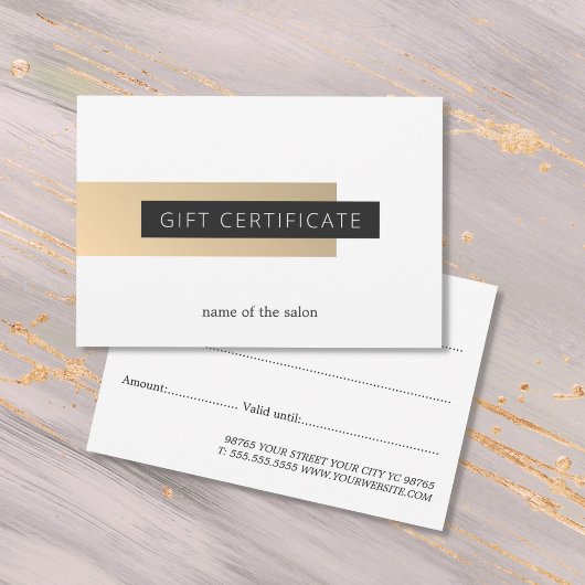 Carte Elégant Faux Gold Stripe Blanc Beauté géométrique