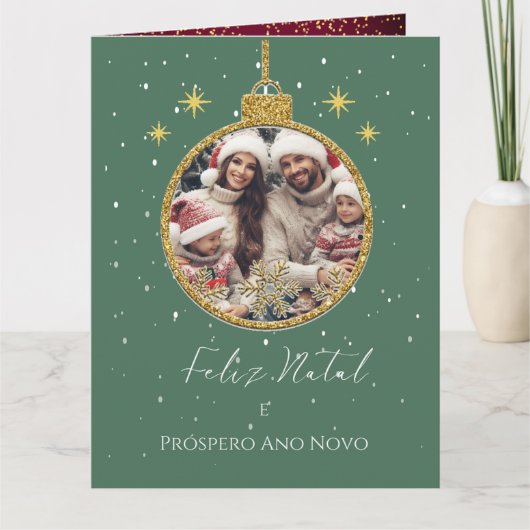 Carte Elégant Feliz Natal e Próspero Ano Portugais (Devant)