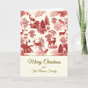 Carte Élégant festif vintage cerf rouge dans la toile de