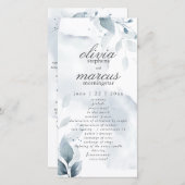 Carte Élégant feuillage bleu Dusty2 (Devant / Derrière)