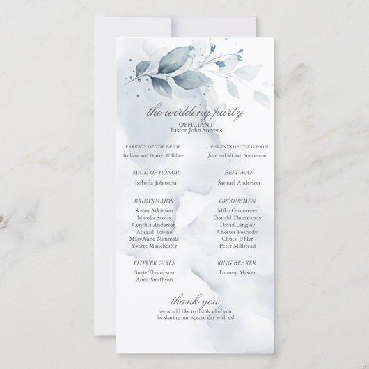 Carte Élégant feuillage bleu Dusty2 (Dos)