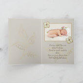 Carte Élégant Feuille d'or Baptême / Christening Photo (Intérieur)