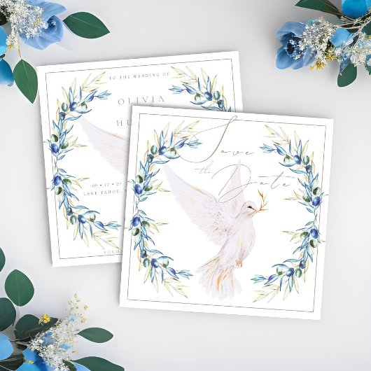 Carte Elégant Feuilles de la colombe et de l'olive Sauve