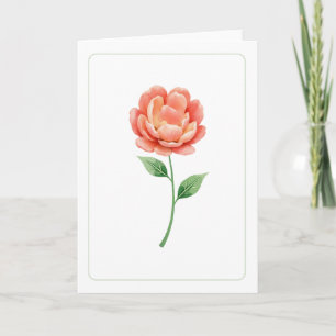 Carte Élégant Fleur de Corail Blank Floral Folal Salutat
