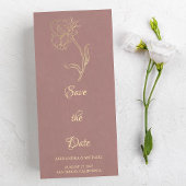 Carte Élégant Fleur Or Script Mariage Enregistrer La Dat