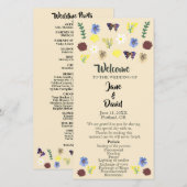Carte Élégant Fleur sauvage Boho Eggshell Wedding Progra (Devant / Derrière)
