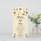Carte Élégant Fleur sauvage Boho Eggshell Wedding Progra (Debout devant)