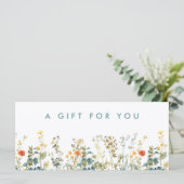 Carte Élégant Fleur sauvage Field Certificat cadeau (Debout devant)