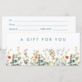 Carte Élégant Fleur sauvage Field Certificat cadeau (Devant / Derrière)