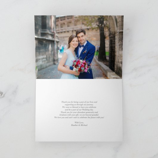 Carte Élégant Fleur sauvage  Floral Mariage Merci (Intérieur)