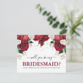 Carte Élégant Floral Bourgogne Serez-Vous Ma Servante D' (Debout devant)