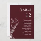 Carte Elegant Floral Burgundy Wedding Seating Chart (Dos)