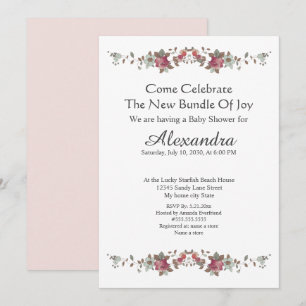 Carte Élégant floral de eucalyptus rose blush 