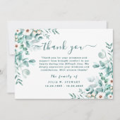 Carte Elégant floral Eucalyptus funérailles Merci note (Devant)