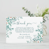 Carte Elégant floral Eucalyptus funérailles Merci note (Debout devant)