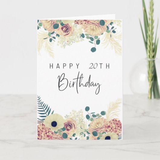 Carte Elegant Floral Happy Birthday Card – Customizable  (Devant)