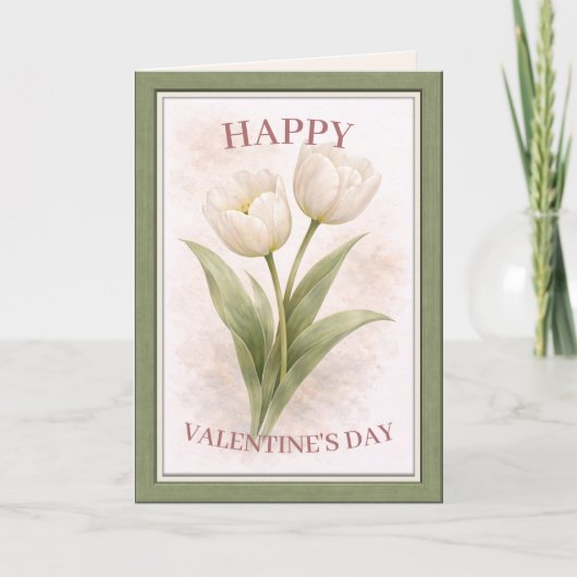 Carte Elegant Floral Happy Valentine’s Day Card (Devant)